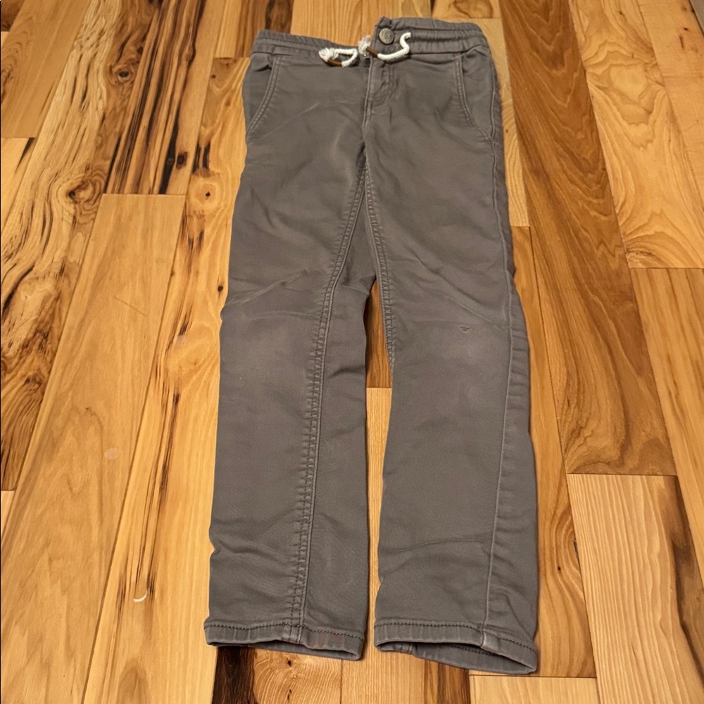 Boden Charcoal Drawstring Slim Fit Pants, 6Y
